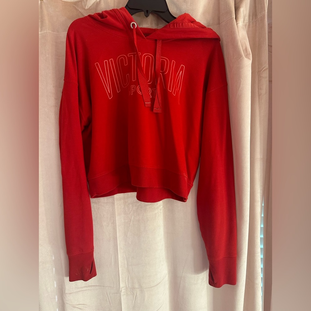 Red Victoria’s Secret Sport Cropped Hoodie Size Large